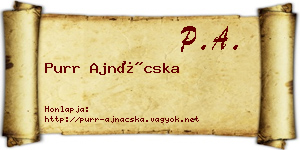 Purr Ajnácska névjegykártya